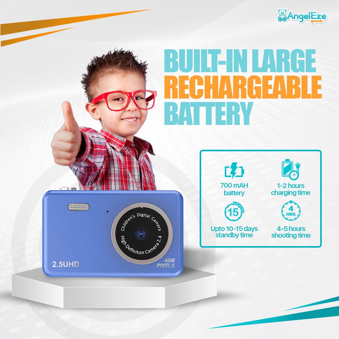 Kids 2.5 UHD Camera - 48MP - 32 GB SD Card - Dual Camera - LCD Screen - Photo and Video - Great Gift - AngelEze