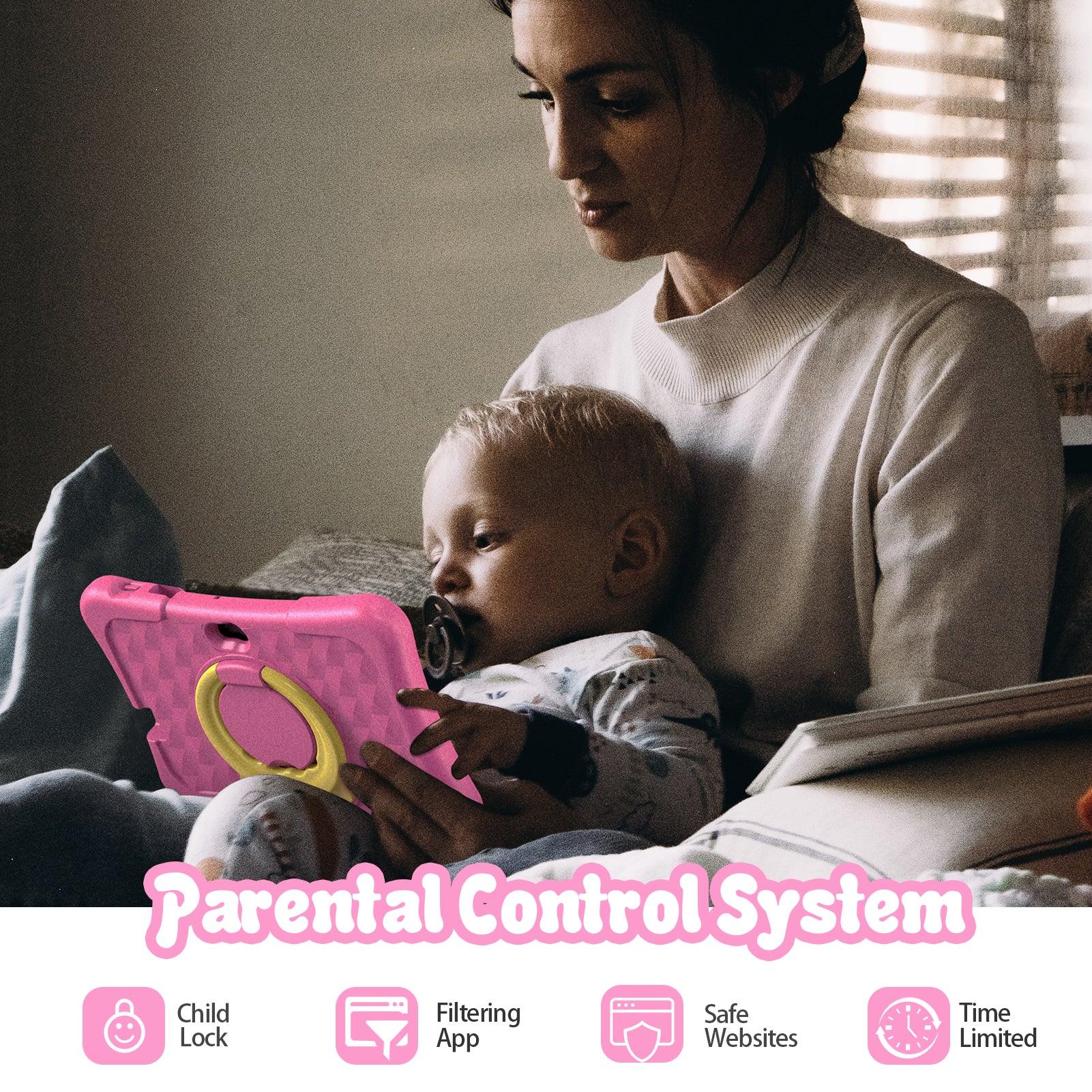 Kids 7 Inch Wifi Tablet, Pritom K7-Pro, Android 11, 2GB RAM, 32GB ROM, Pre-Installed iWawa Kids and Parental Control, Quad Core Processor, Touch Screen, Dual Camera, with Kids-Tablet Case - AngelEze