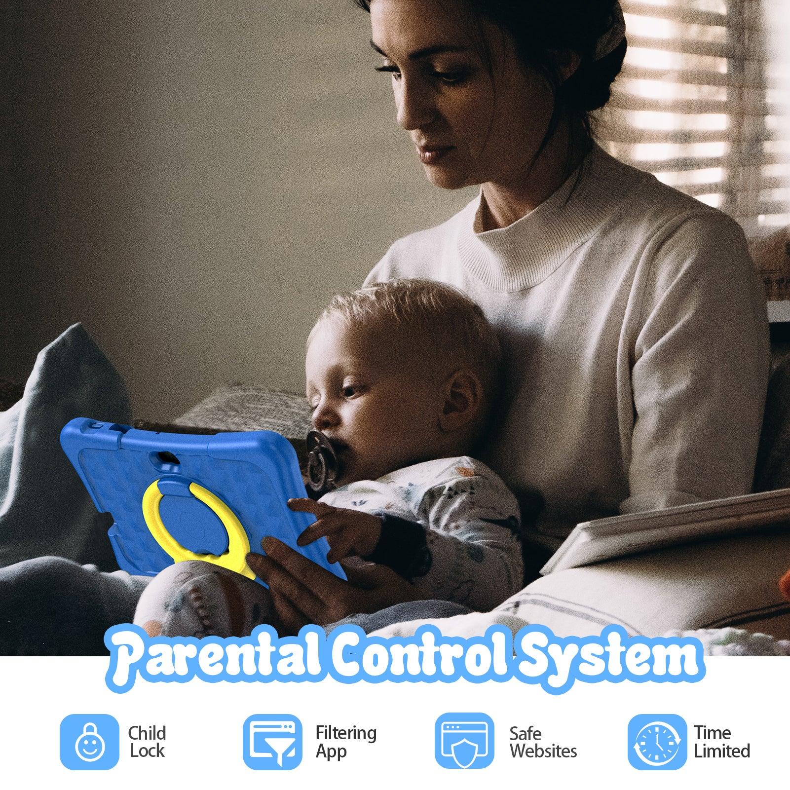 Kids 7 Inch Wifi Tablet, Pritom K7-Pro, Android 11, 2GB RAM, 32GB ROM, Pre-Installed iWawa Kids and Parental Control, Quad Core Processor, Touch Screen, Dual Camera, with Kids-Tablet Case - AngelEze