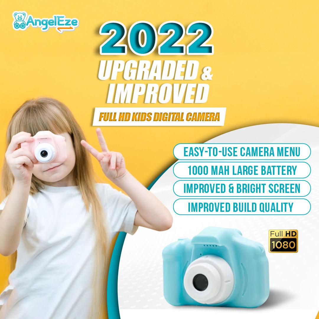 Upgraded 2022 Cute Full HD Kids Camera with LCD Screen - Video and Photo - Free SD Card - AngelEze