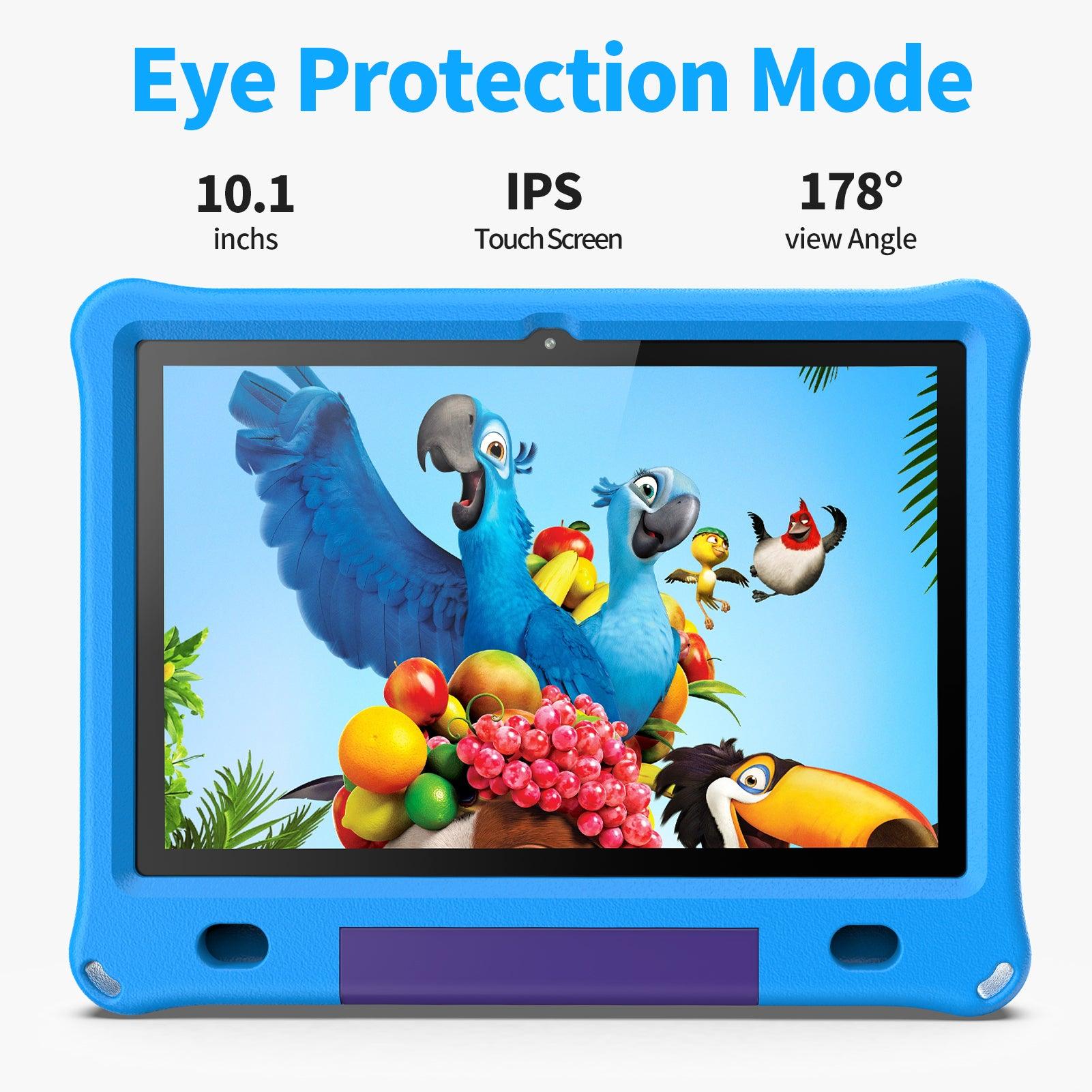 10.1 inch Kids Tablet, Wifi + Quad Core Processor, 3GB RAM, 64GB ROM, 6000mAh Battery, HD Screen, Dual Camera 2MP + 8MP, with tons Pre-Installed Parental Control, Kids Apps and Games - AngelEze