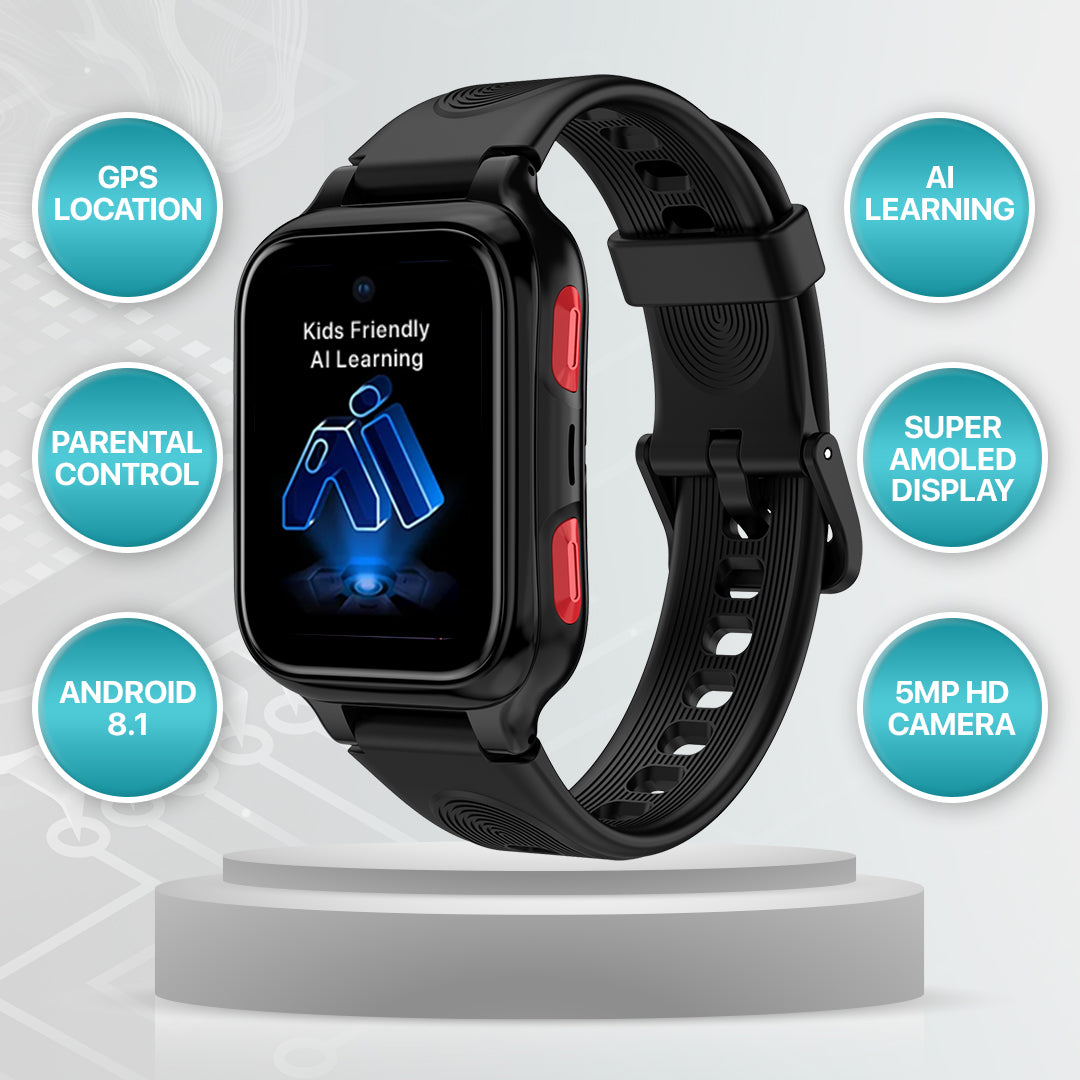 AI Learning 4G Kids Smart Watch - AMOLED Display, Parental Control, SOS, GPS Location and Video Calling (Model - K9)