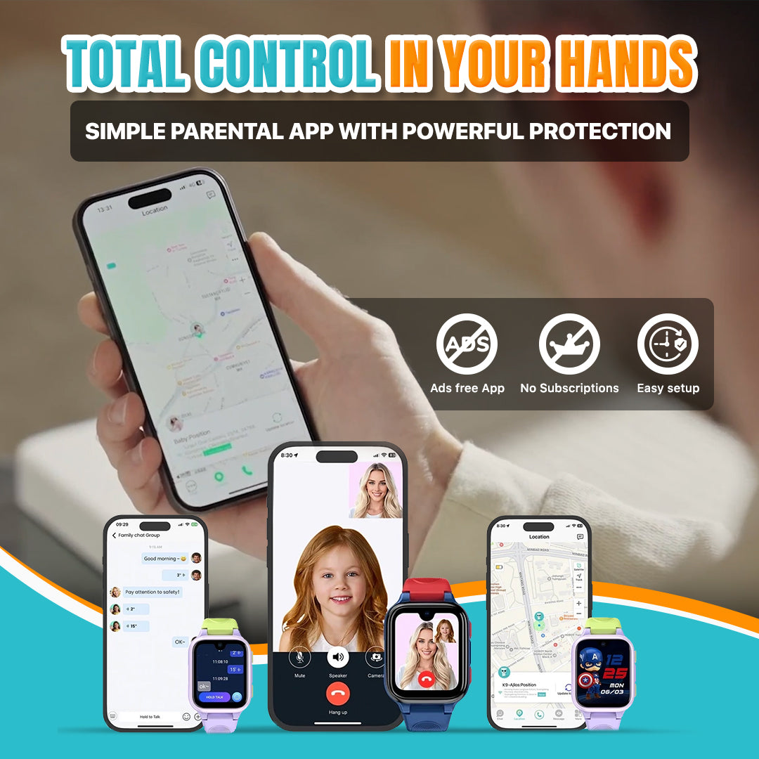 AI Learning 4G Kids Smart Watch - AMOLED Display, Parental Control, SOS, GPS Location and Video Calling (Model - K9)