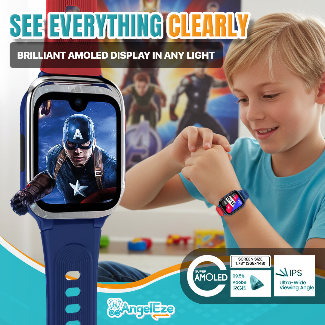 AI Learning 4G Kids Smart Watch - AMOLED Display, Parental Control, SOS, GPS Location and Video Calling (Model - K9)