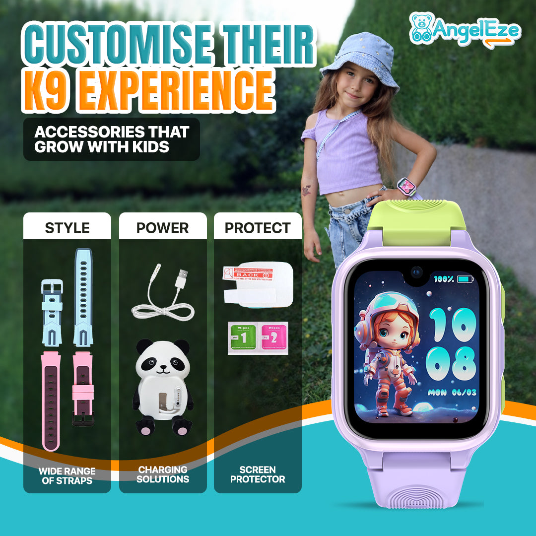 AI Learning 4G Kids Smart Watch - AMOLED Display, Parental Control, SOS, GPS Location and Video Calling (Model - K9)