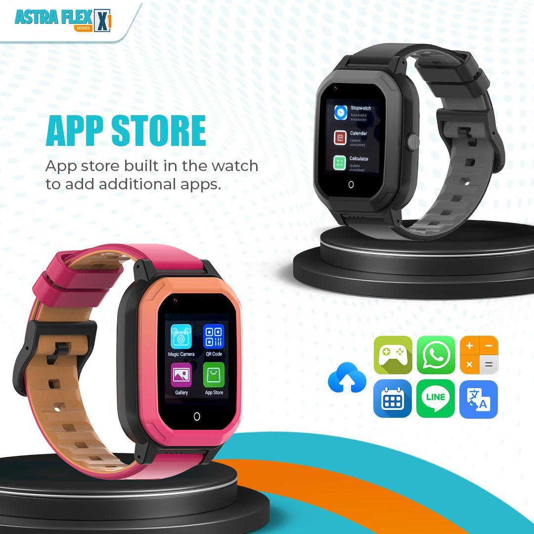 Astra Flex X1- Kids 4G LTE Android Smart Watch - 1GB RAM + 8GB ROM, SMS, Vibration, WhatsApp, Wifi, GPS Tracking and Video Calling - AngelEze