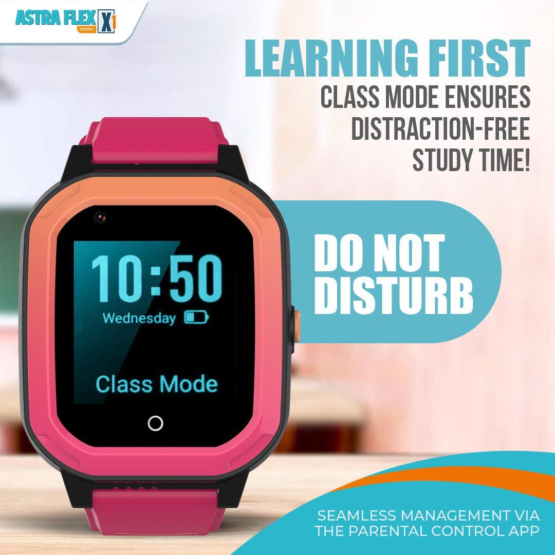 Astra Flex X1- Kids 4G LTE Android Smart Watch - 1GB RAM + 8GB ROM, SMS, Vibration, WhatsApp, Wifi, GPS Tracking and Video Calling - AngelEze