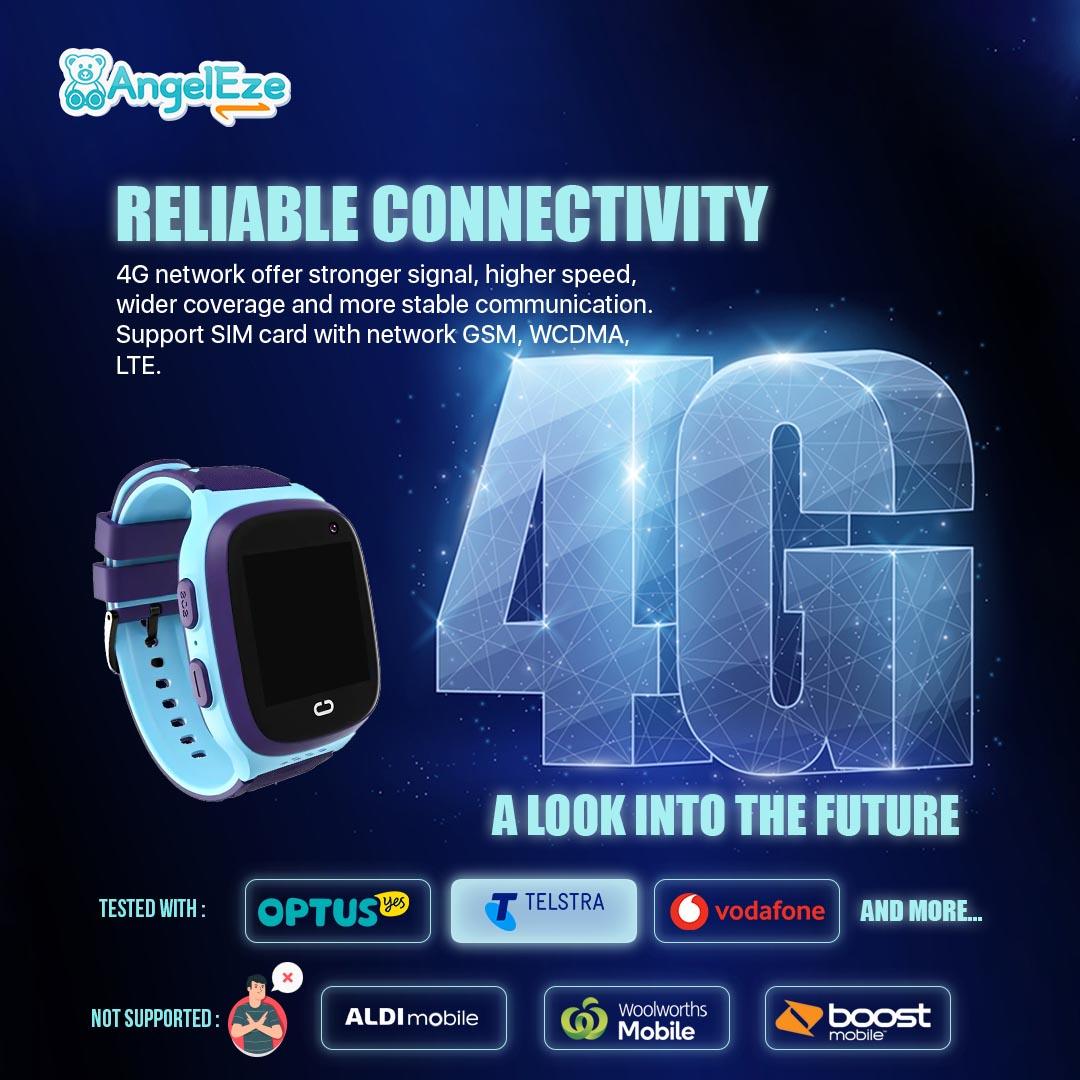 Kids 4G LTE Smart Companion Watch - GPS Location Tracking and Video Calling - IP67 Water Resistant Watch for Kids - AngelEze