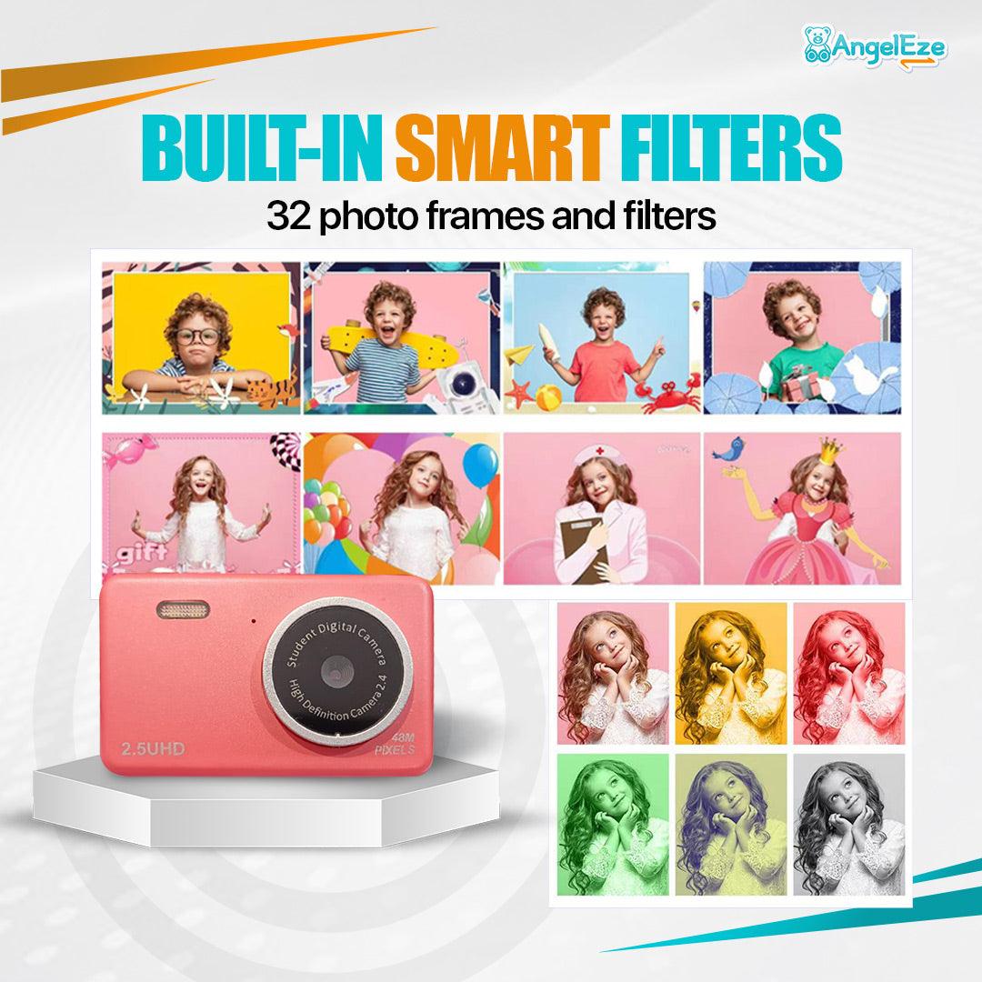 Kids 2.5 UHD Camera - 48MP - 32 GB SD Card - Dual Camera - LCD Screen - Photo and Video - Great Gift - AngelEze