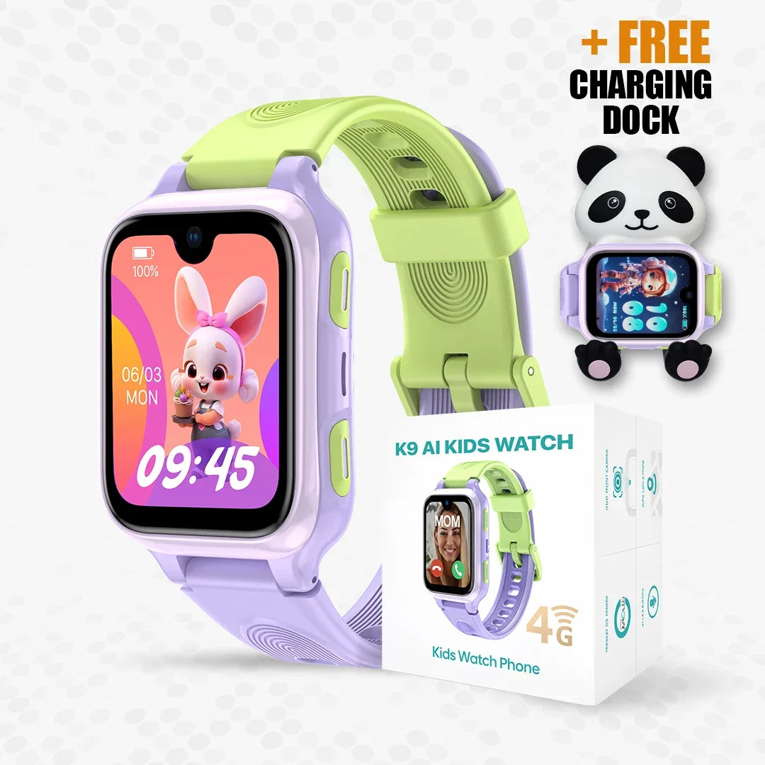 AI Learning 4G Kids Smart Watch - AMOLED Display, Parental Control, SOS, GPS Location and Video Calling (Model - K9)