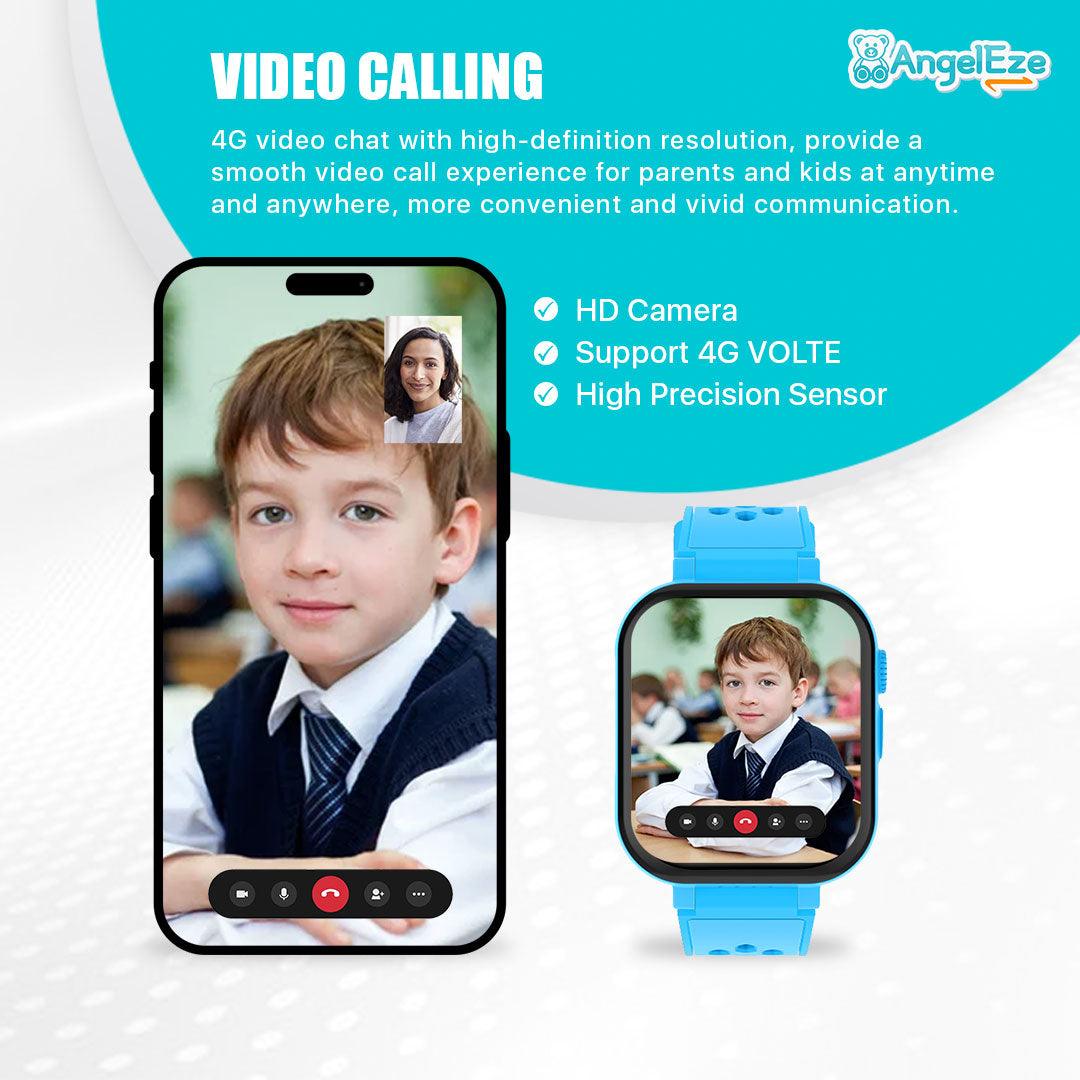 Voyager PRO- Kids 4G LTE Android Smart Watch - 1GB RAM + 8GB ROM, SMS, WhatsApp, Wifi, GPS Tracking and Video Calling - IP67 Water Resistant - AngelEze