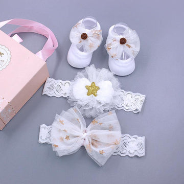 Accessorise Your Baby Girl In Style – 3 Pieces- Socks and Headband - AngelEze