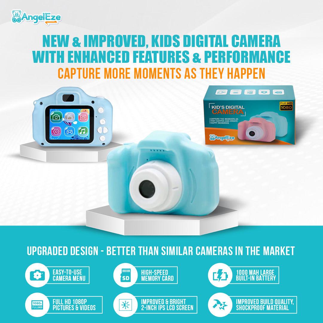 Upgraded 2022 Cute Full HD Kids Camera with LCD Screen - Video and Photo - Free SD Card - AngelEze