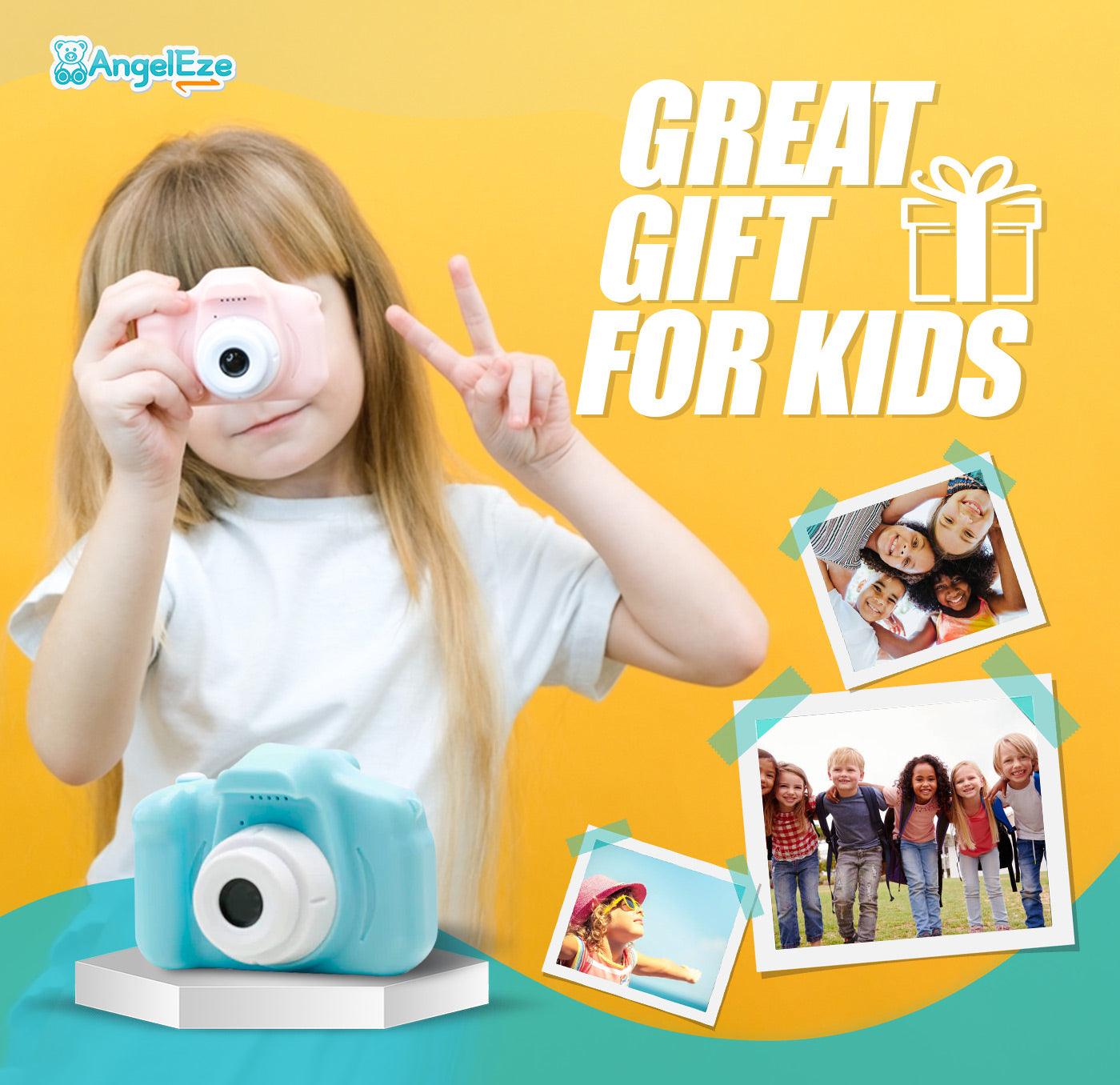 Upgraded 2022 Cute Full HD Kids Camera with LCD Screen - Video and Photo - Free SD Card - AngelEze