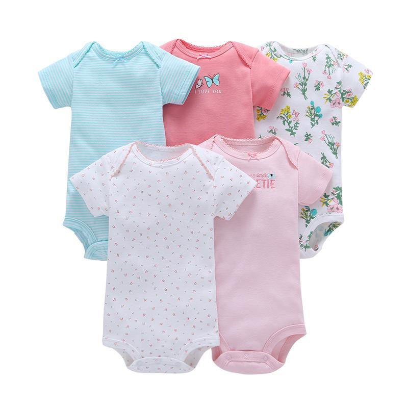 Cute Pink Rompers for Baby Girl  - 5 Piece Set - AngelEze