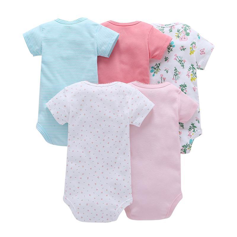 Cute Pink Rompers for Baby Girl  - 5 Piece Set - AngelEze