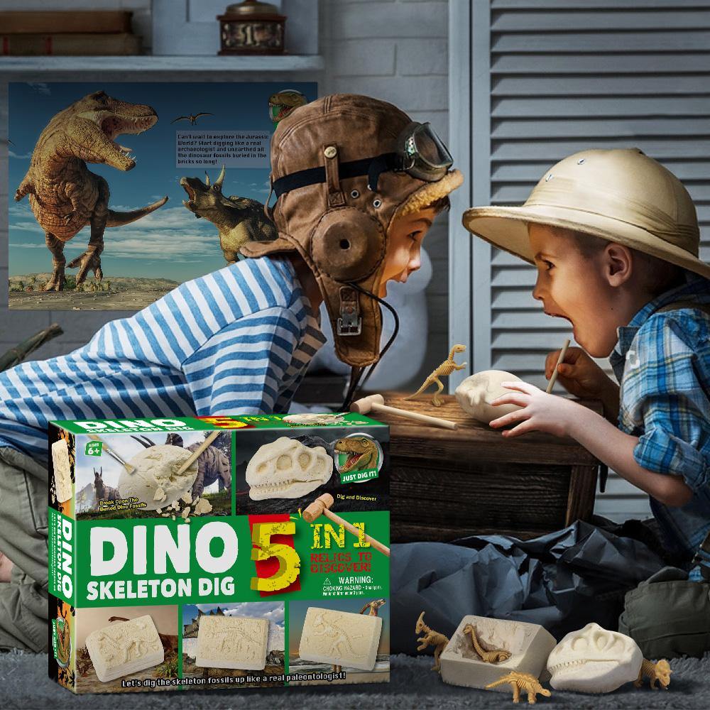 Exciting Dinosaur Excavation Kit for Kids - 5 Skeletons to Dig - AngelEze