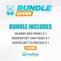 Gift Pack 9 - Baby Diaper Bag + Anti-Slip Socks  (12 Pairs) + Cute Pink Rompers (5 Piece) - AngelEze