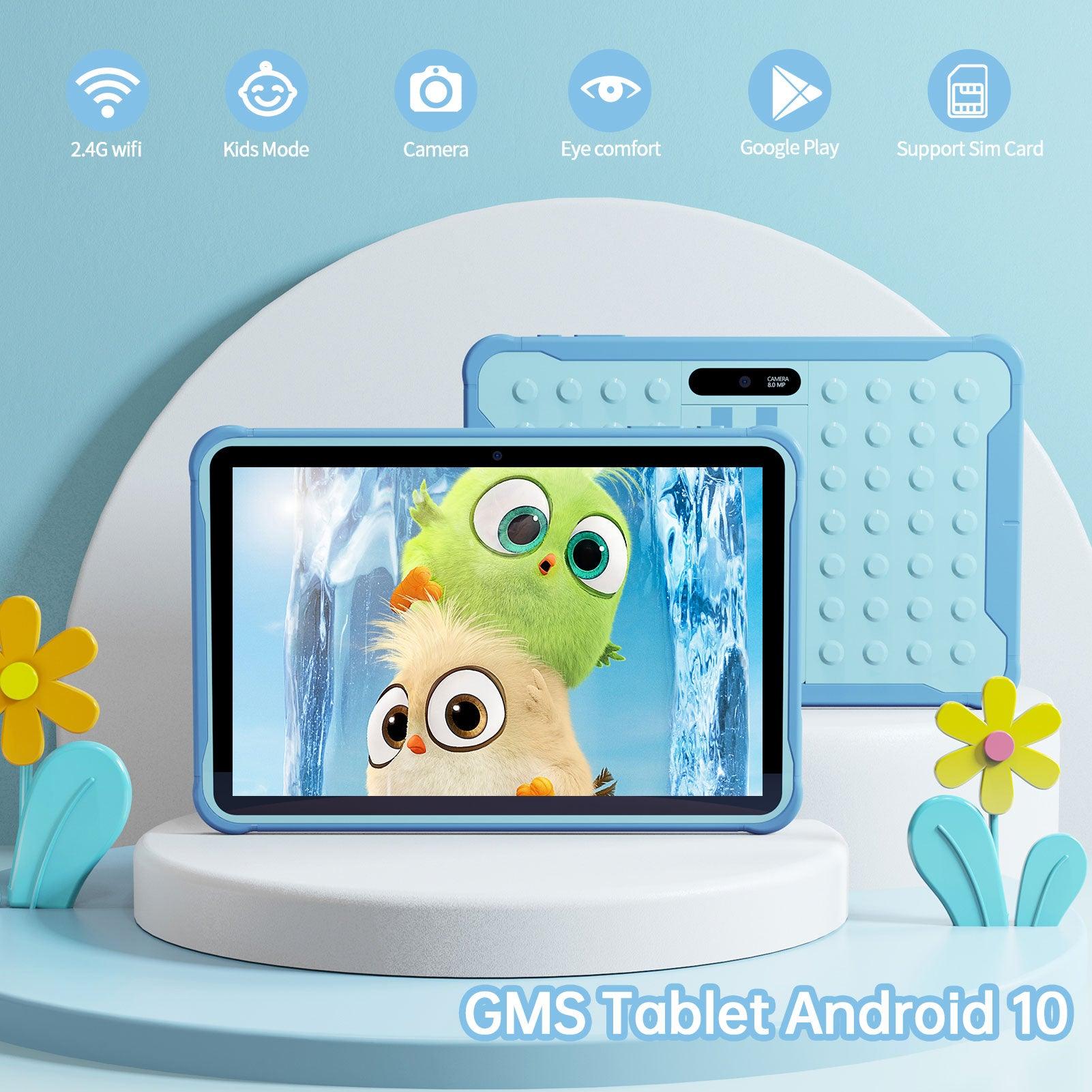 PRITOM Kids Tablet, 10.1 inch HD IPS Screen, Parental Control, 6000mAh Battery, Quad Core Processor, 2GB RAM, 32GB ROM, Dual Camera 2MP + 8MP, with Kids-Tablet Case - AngelEze