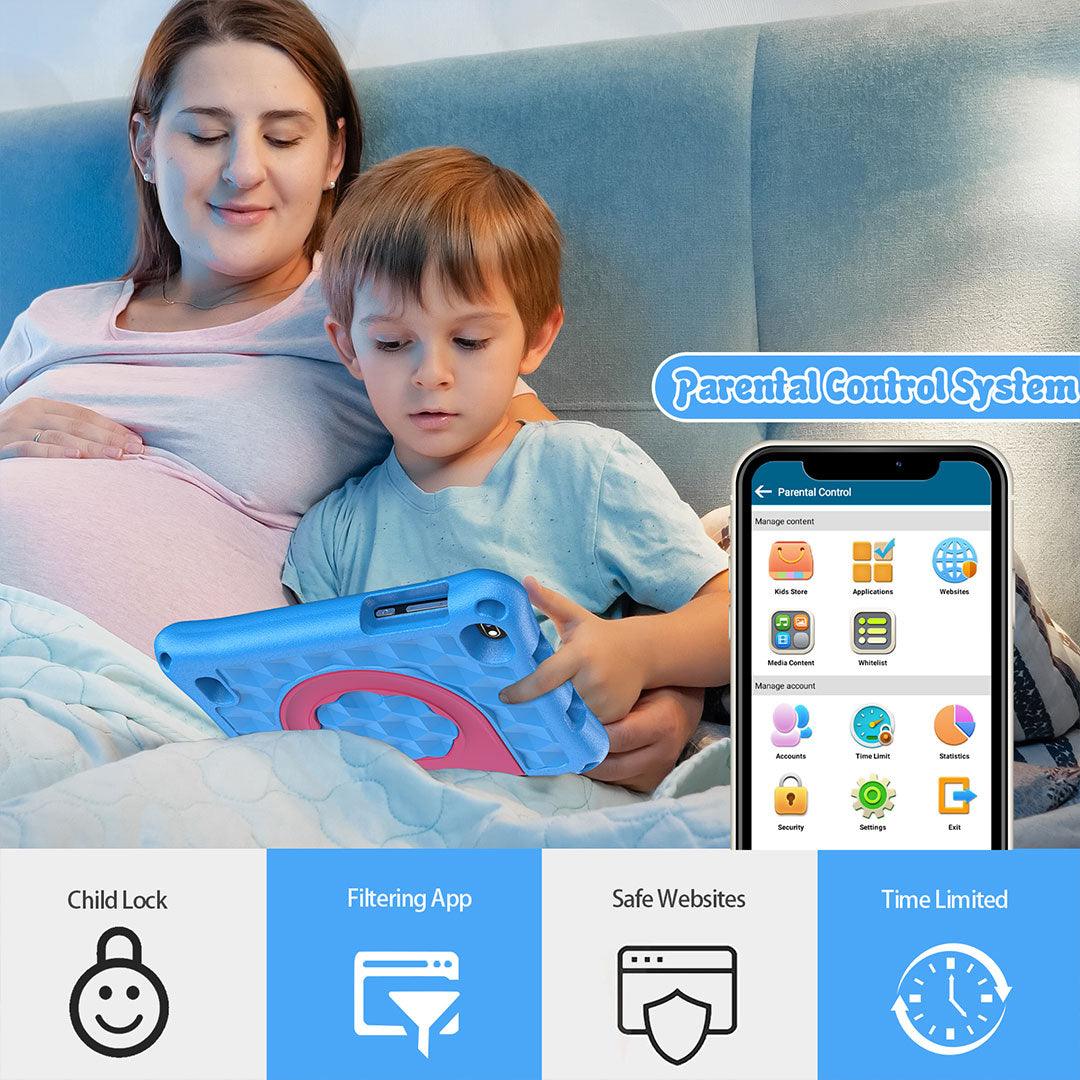 VASOUN Kids Tablet, 7 inch IPS Screen, Android 11, Parental Control, Kids app, Quad Core Processor, 2GB RAM, 32GB ROM,  2MP Front + 2MP Rear Camera, with Kids-Tablet Case - AngelEze