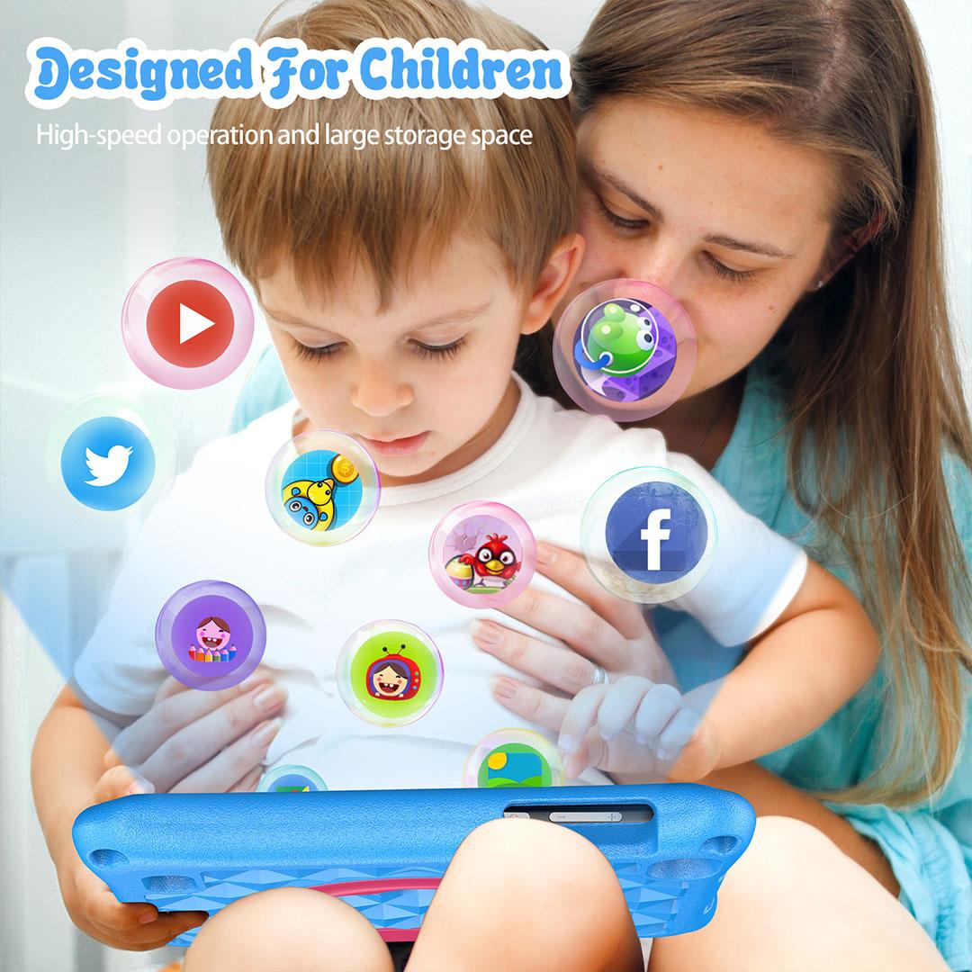 VASOUN Kids Tablet, 7 inch IPS Screen, Android 11, Parental Control, Kids app, Quad Core Processor, 2GB RAM, 32GB ROM,  2MP Front + 2MP Rear Camera, with Kids-Tablet Case - AngelEze