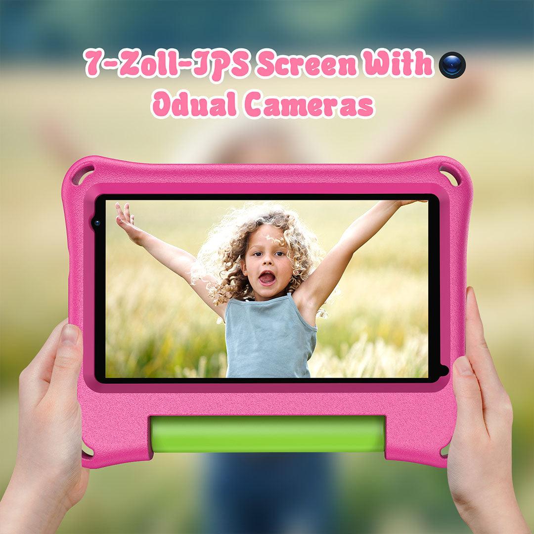 VASOUN Kids Tablet, 7 inch IPS Screen, Android 11, Parental Control, Kids app, Quad Core Processor, 2GB RAM, 32GB ROM,  2MP Front + 2MP Rear Camera, with Kids-Tablet Case - AngelEze
