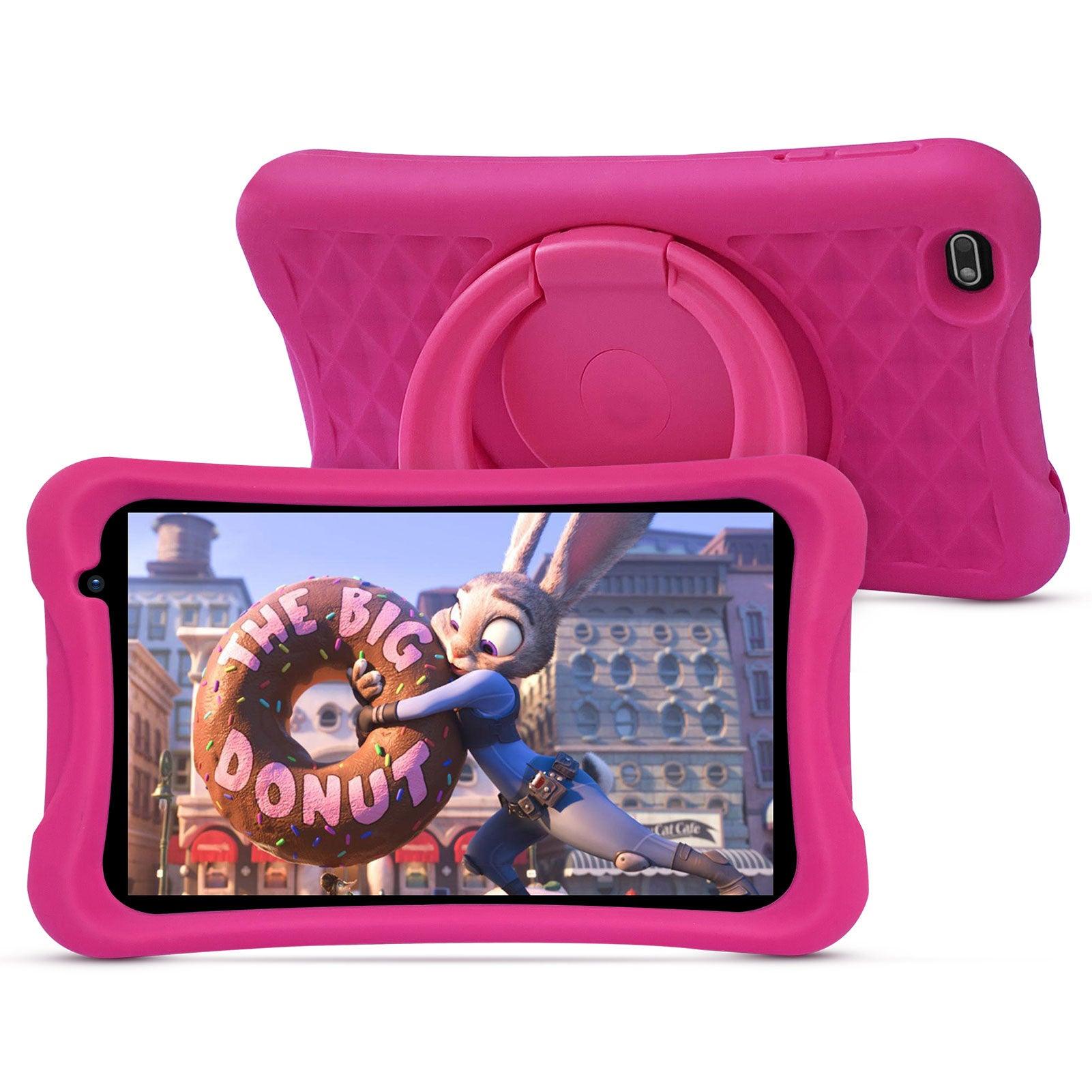 PRITOM Kids Tablet, 8 inch HD IPS Screen, Android 10, Parental Control, Quad Core Processor, 2GB RAM, 32GB ROM,  2MP + 8MP Dual Camera, with Kids-Tablet Case - AngelEze